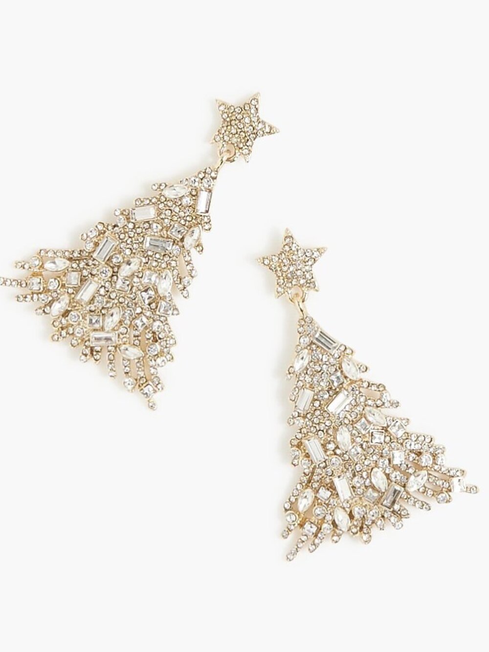 J. Crew Christmas Tree Crystal Pavé Statement Earrings/NWT